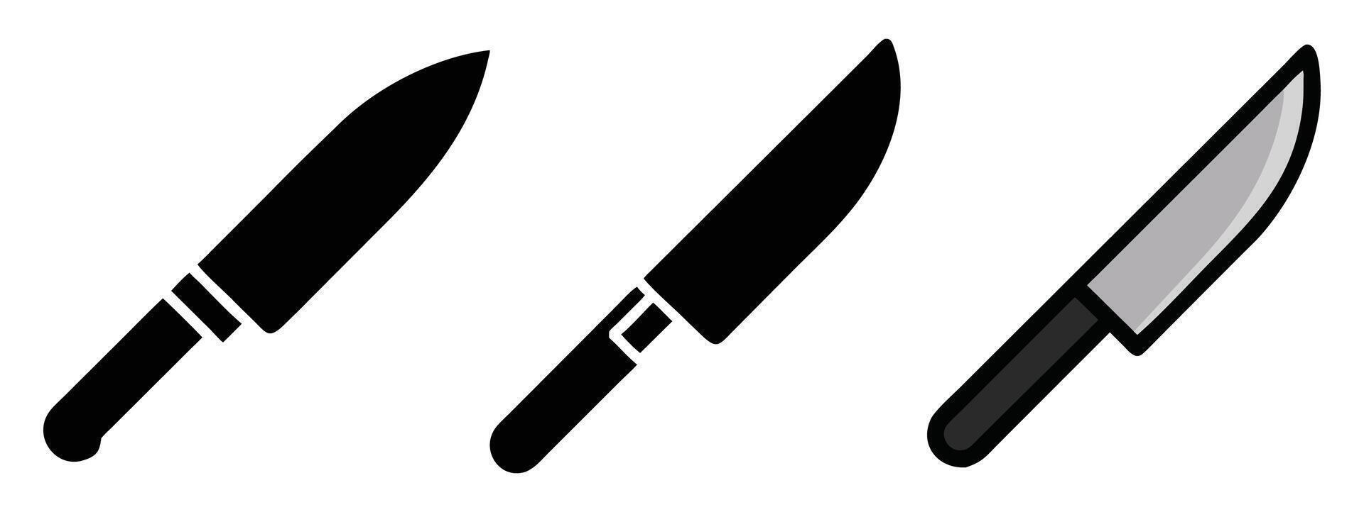 Three Simple Knife Icons in Black and Gray vector