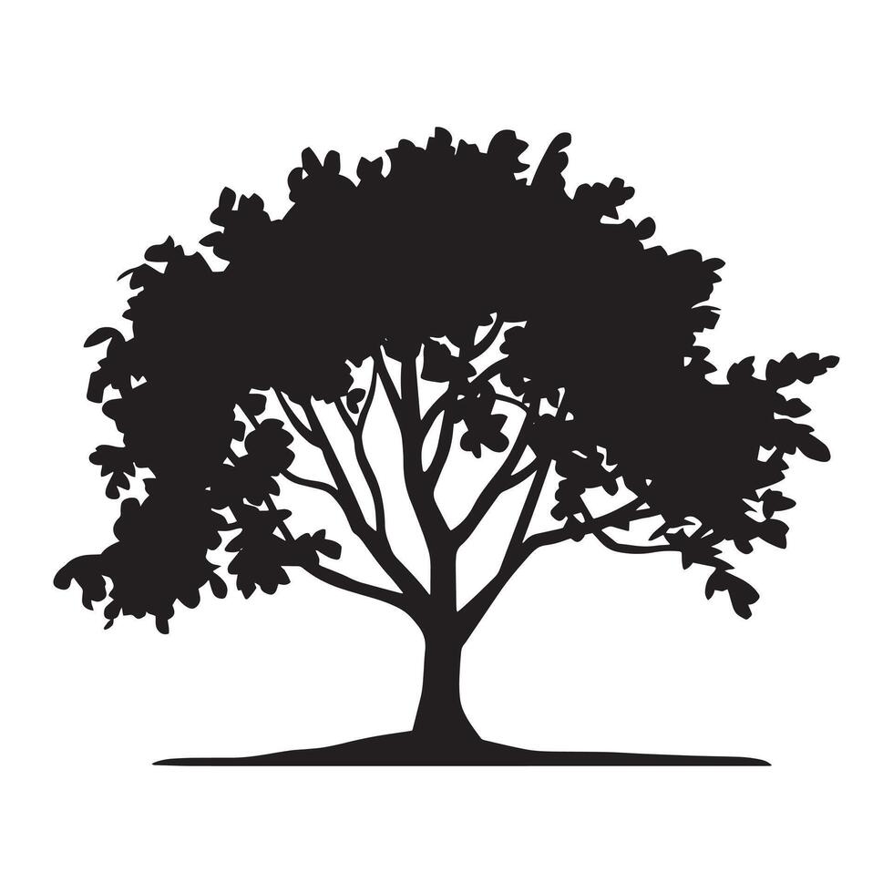Silhouette of Tree with Full Foliage art in white background vector