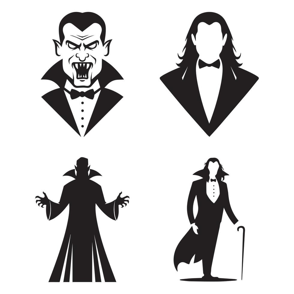 A Collection of Classic Vampire Silhouettes vector