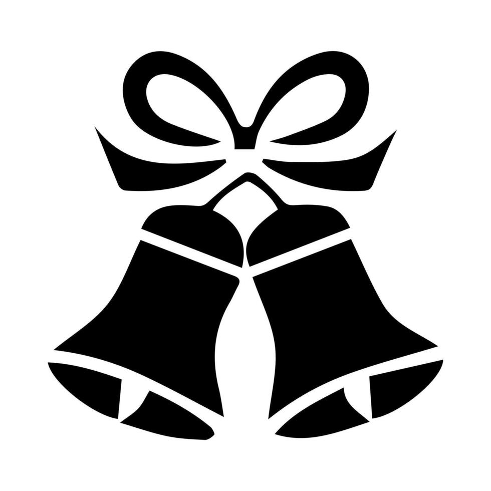Simple Black and White Illustration of Two Bells Tied Together with a Bow vector