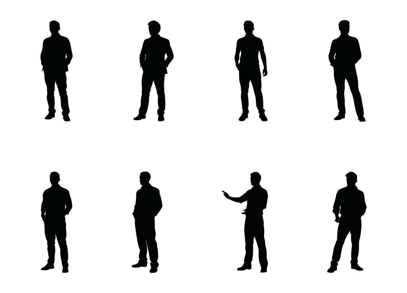Eight Silhouettes of Men in Business Attire vector