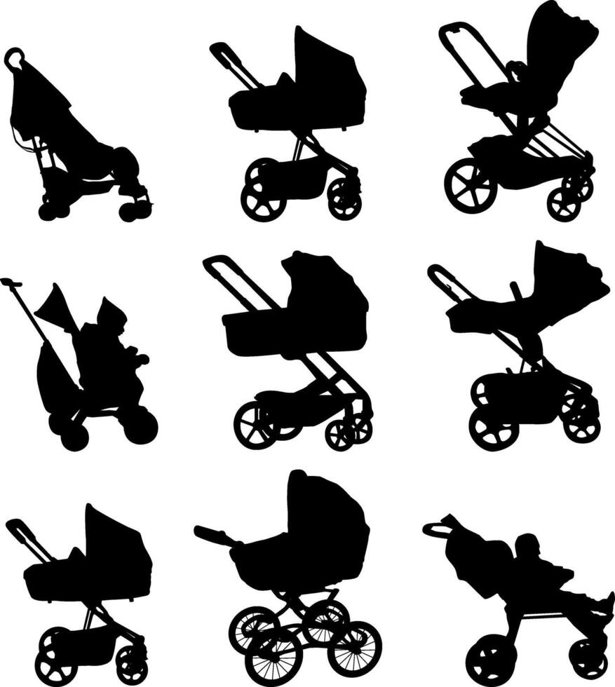 Silhouette on a white background of a baby stroller vector