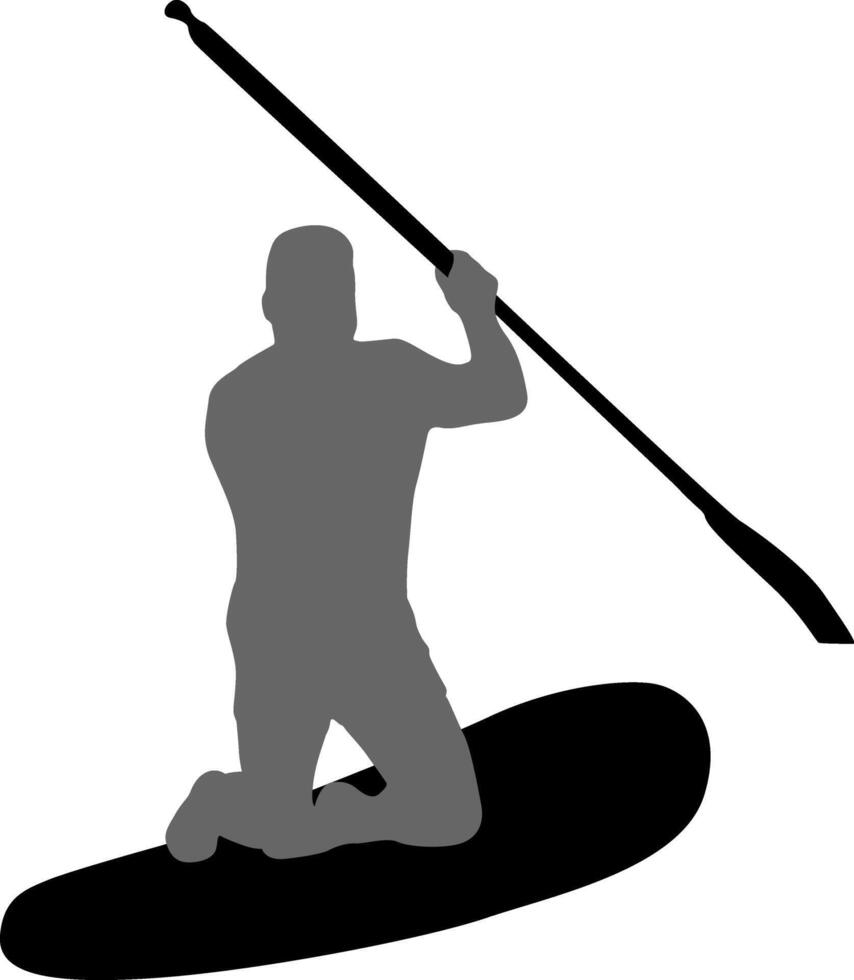 Silhouette of the Sport sup boat and oars on a background vector