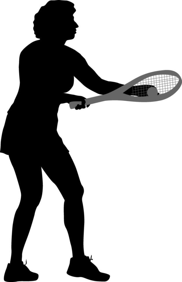 The silhouette ofa female badminton player on white background vector