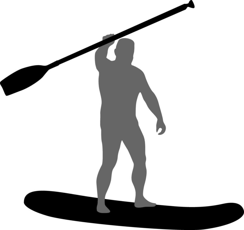 A Silhouette of the Sport sup boat and oars. on a white background vector