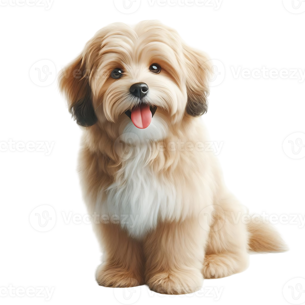 Adorable fluffy puppy smiling with its tongue out png