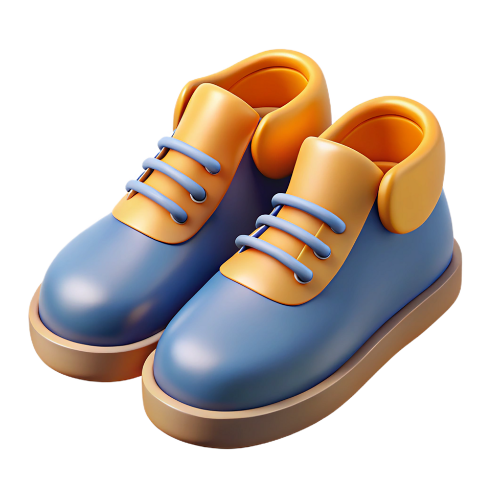 Stylish and modern 3d render of a pair of blue and orange casual sneakers png