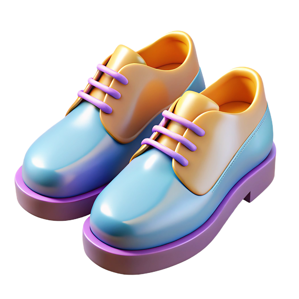 Modern 3d illustration of colorful stylish shoes with artistic pastel color palette png