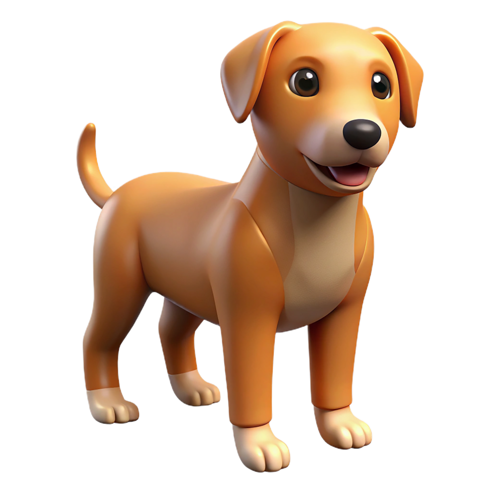 Friendly cartoon dog in 3d rendering posed with a happy expression and smiling png