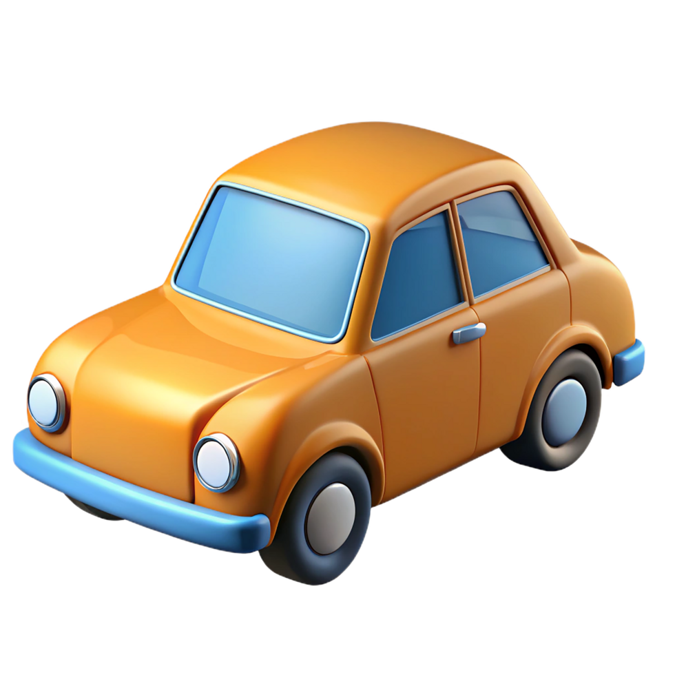 Playful orange cartoon car illustration perfect for childrens designs and transportation concepts png