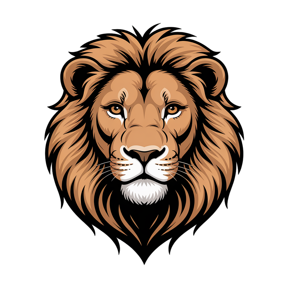Detailed illustration of a majestic lion's head perfect for emblems or logo design elements png