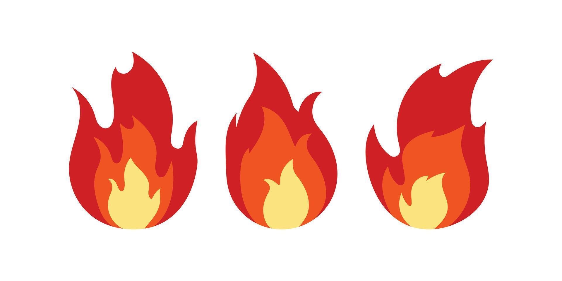 Hand drawn fire icons. Fire Flames Icons Set. Hand Drawn Doodle Sketch Fire, Black and White Drawing. Simple fire symbol. vector