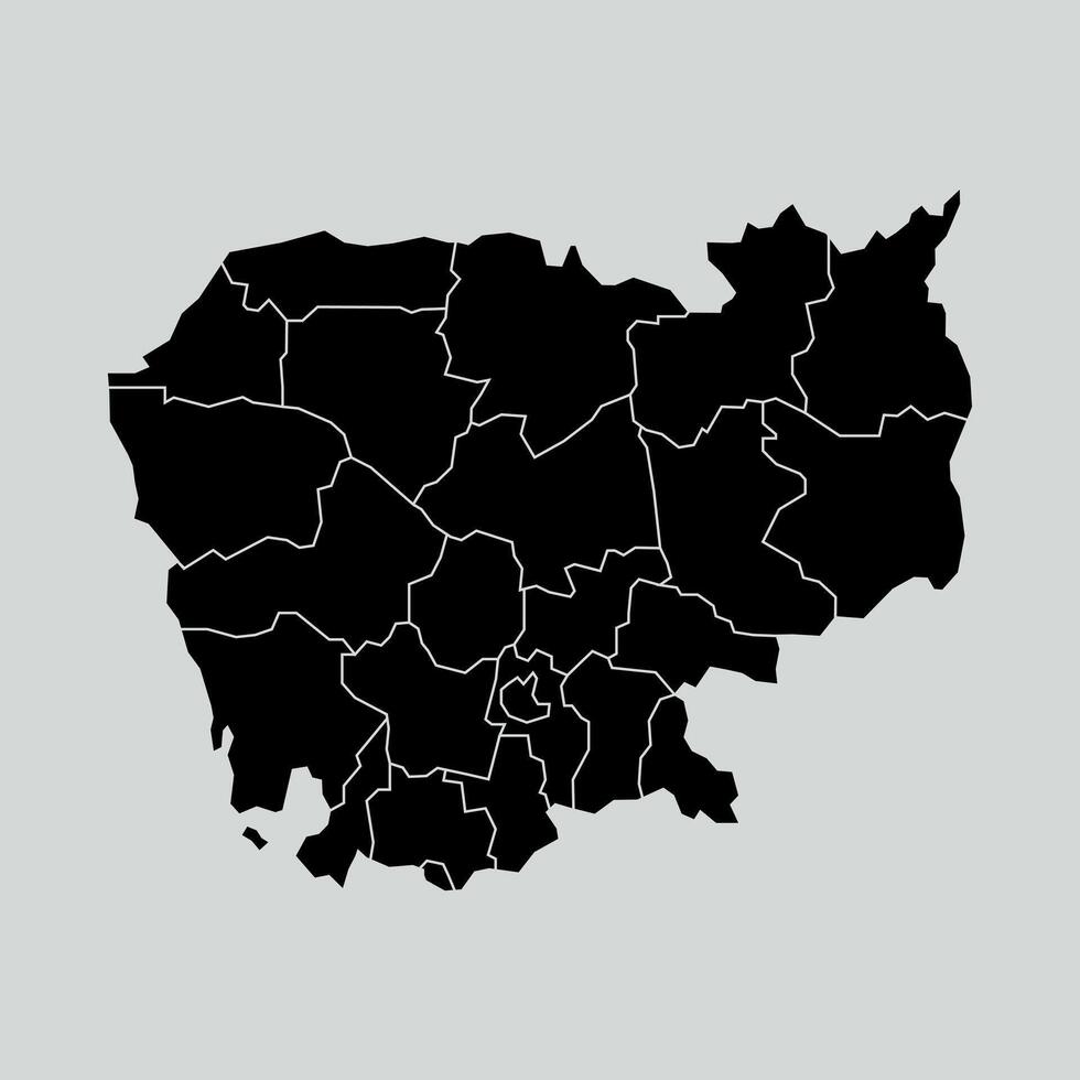 Cambodia map with regions isolated on white background. Map of Cambodia illustration vector