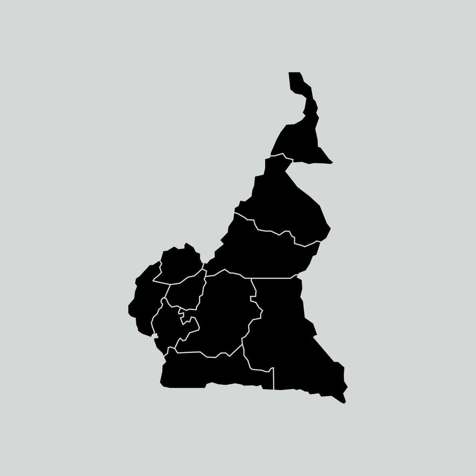 Cameroon map with regions isolated on white background. Map of Cameroon illustration vector