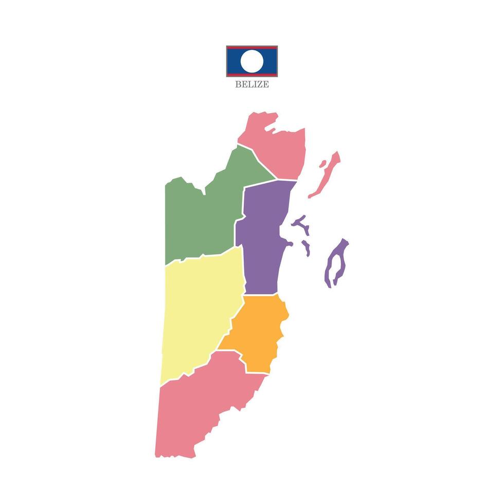 Colored silhouette Belize map. Flat map Belize. Part Central America map. Illustration with national flag. vector
