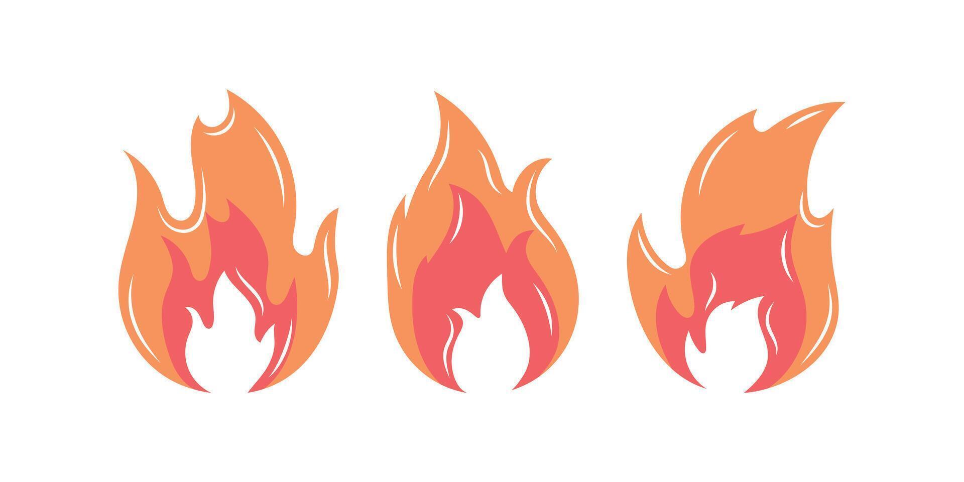 Retro fire flame icon with textured look. Grunge-style vintage logo, badge, or label. Illustration in hipster aesthetic. Hand drawn fire icons vector