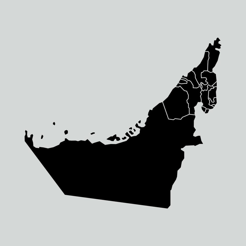 UAE map with regions isolated on white background. Map of UAE illustration vector