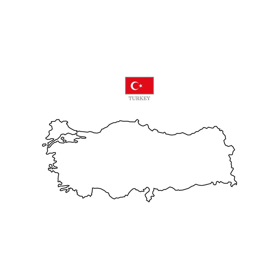 Turkeu map outline. Turkey map isolated on white background. Illustration with national flag. vector