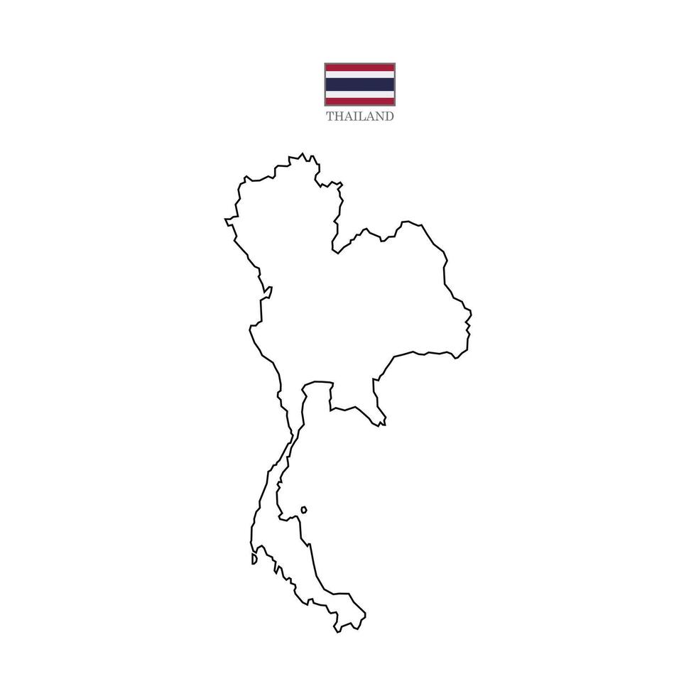 Thailand map outline. Thailand map isolated on white background. Illustration with national flag. vector