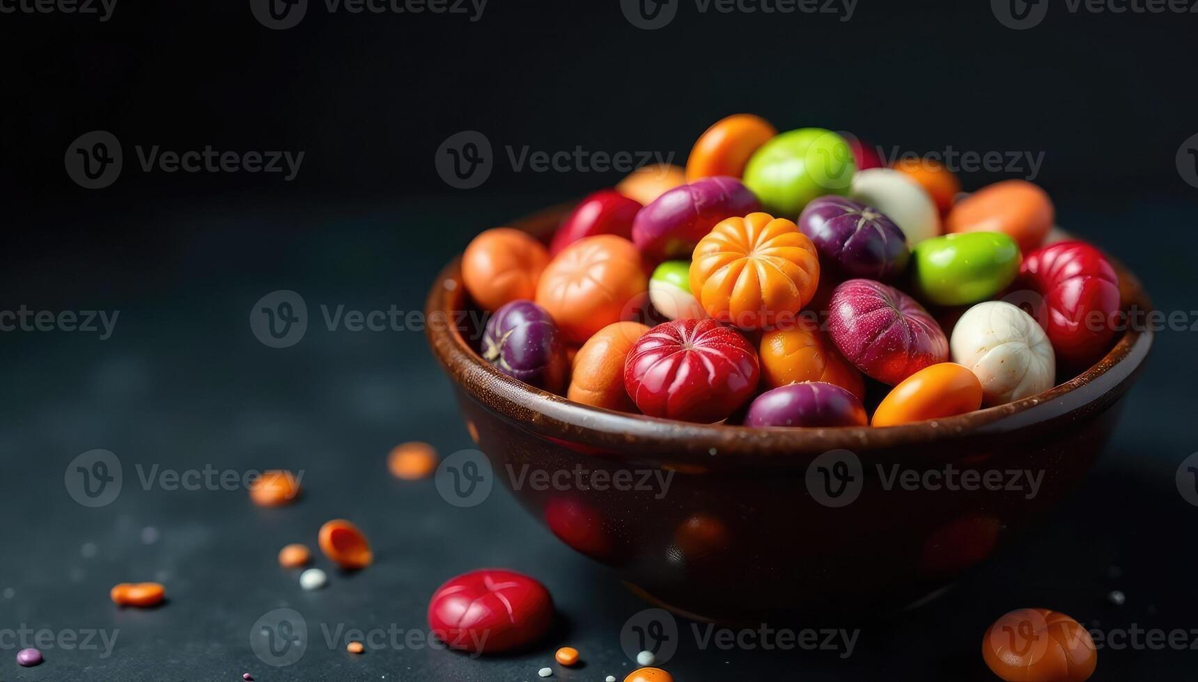 A bowl filled with colorful candy photo