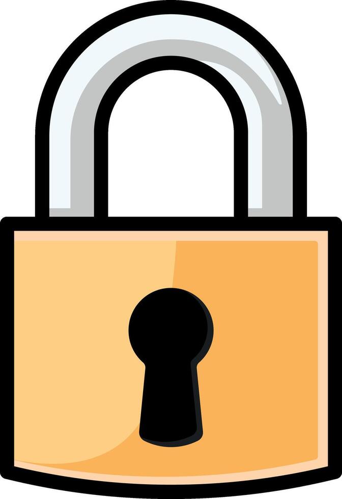 Illustration of a barn lock or small padlock, simple isolated graphic without background, suitable for security, protection, and access control themes. vector