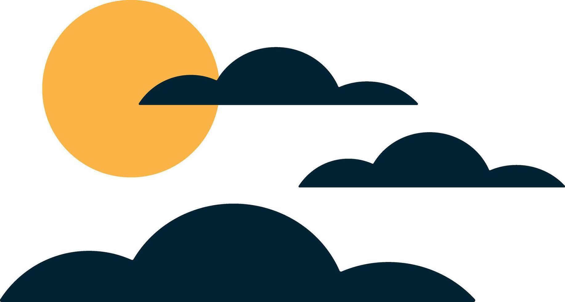 simple illustration yellow sun and blue clouds no background vector