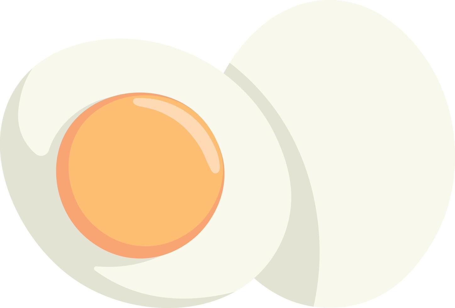 illustration of a half boiled egg with yolk and a whole egg. Minimalistic food design on transparent background. Isolated realistic style for culinary or nutrition themes. vector