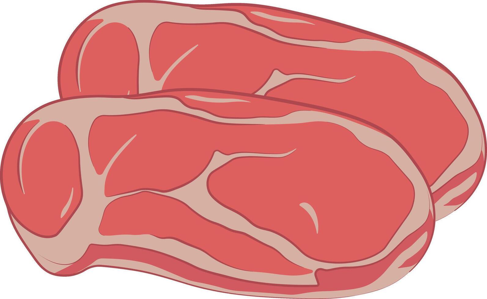 Simple illustration of two pieces of beef meat or steak, isolated graphic without background, ideal for food design, butcher shops, or culinary topics. vector