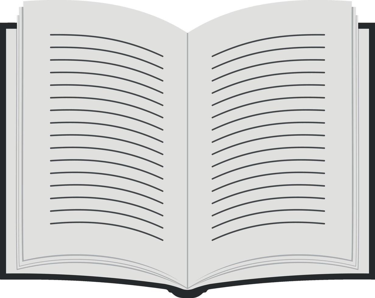 Simple minimalistic illustration of an open book or notebook with blank pages. Clean linear style, isolated on transparent background. vector