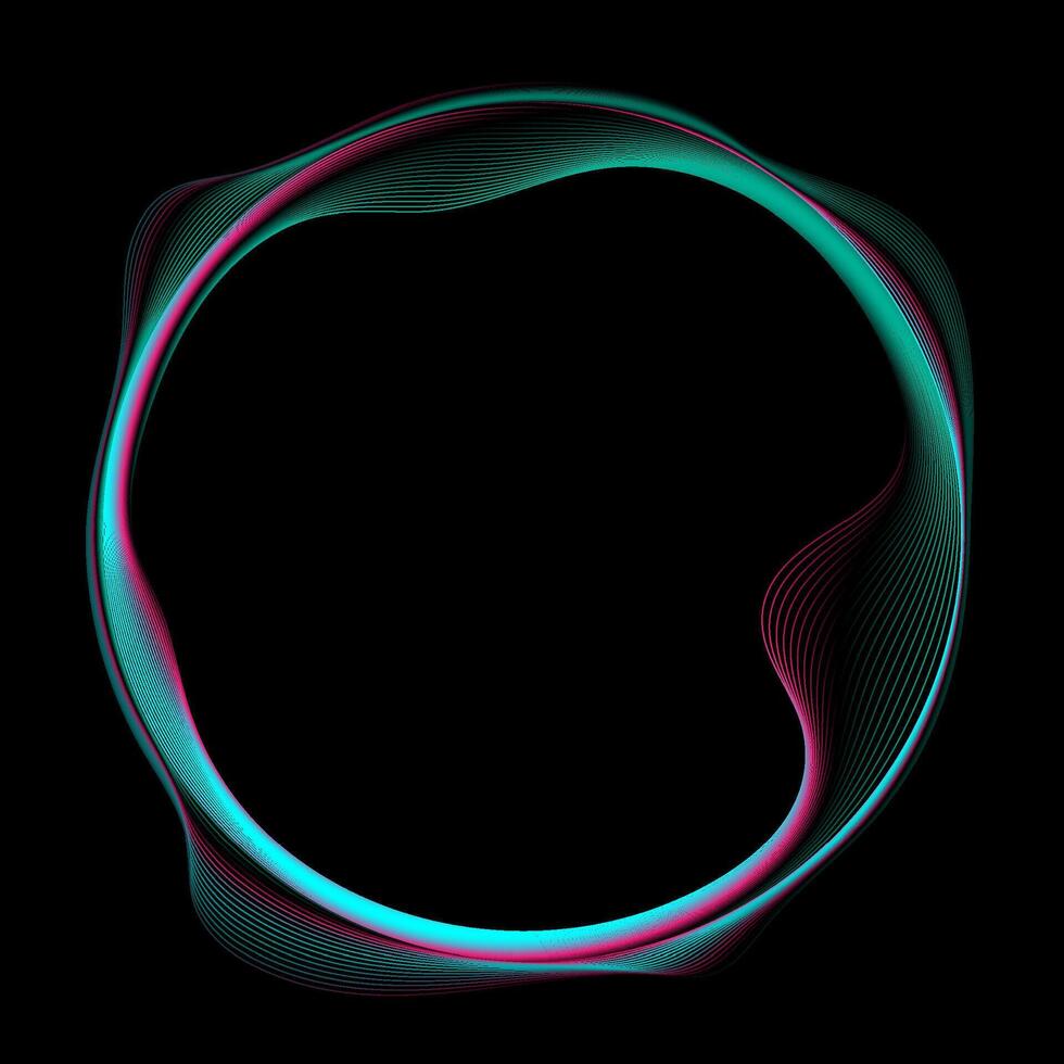 Glowing liquid linear circle abstract design vector