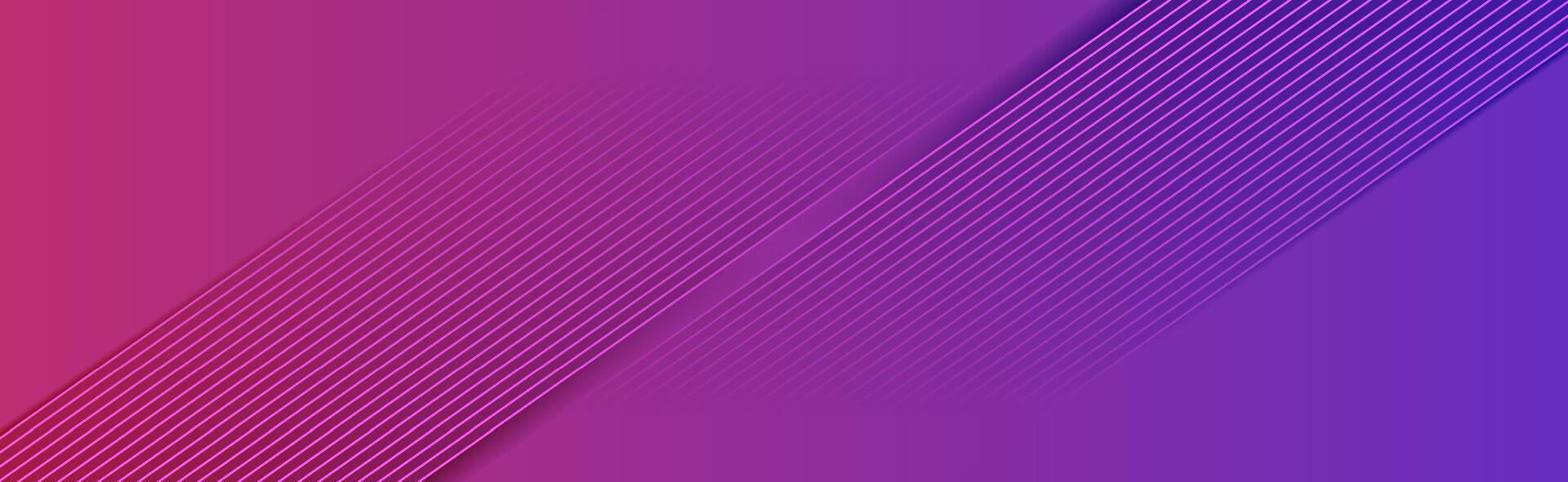 Tech minimal diagonal lines banner design in purple and violet colors vector