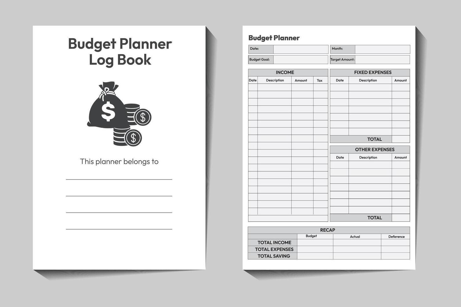 Budget Planner Log Book Design vector
