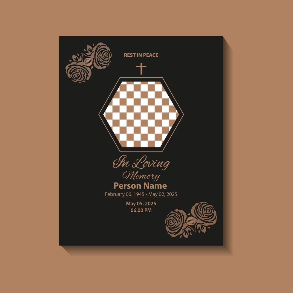 Elegant Funeral Memorial Card vector