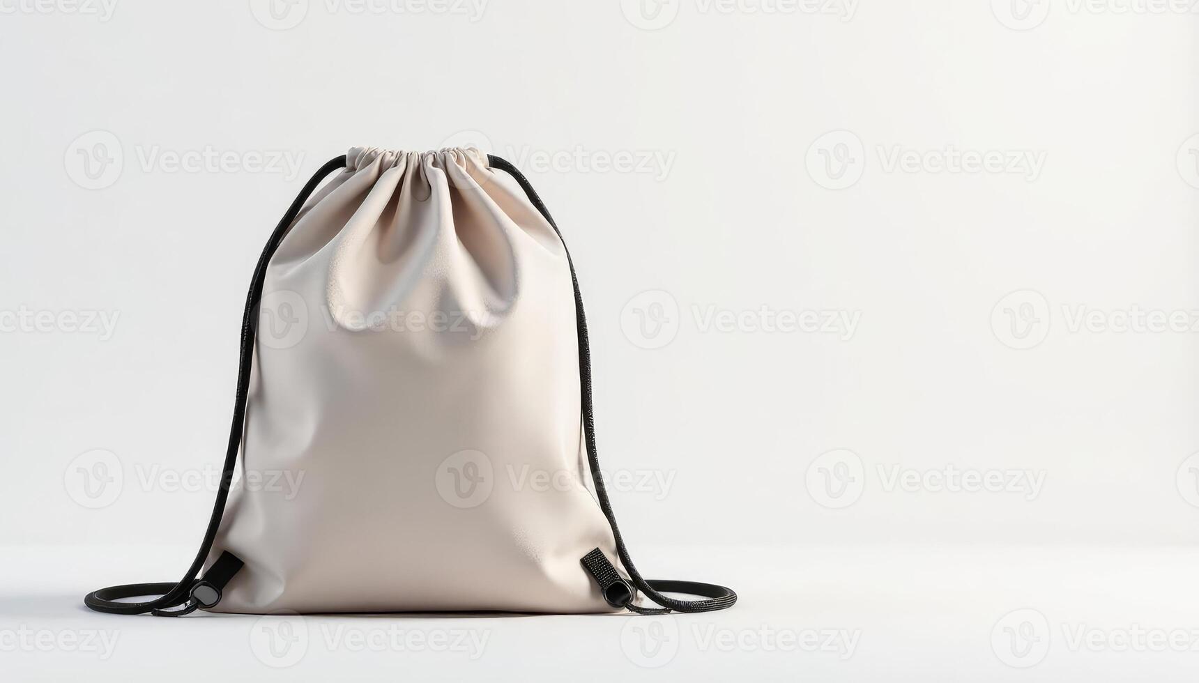 A white bag with black straps on a white background photo