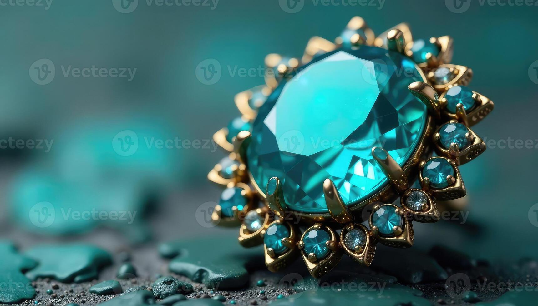 An emerald ring with a gold setting photo