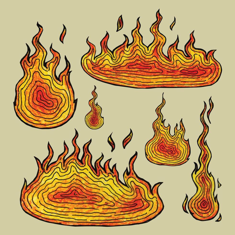 hand drawn fire elements vector