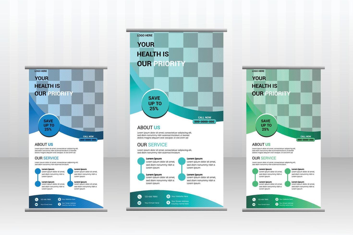 Modern Medical Roll-Up Banner Template vector