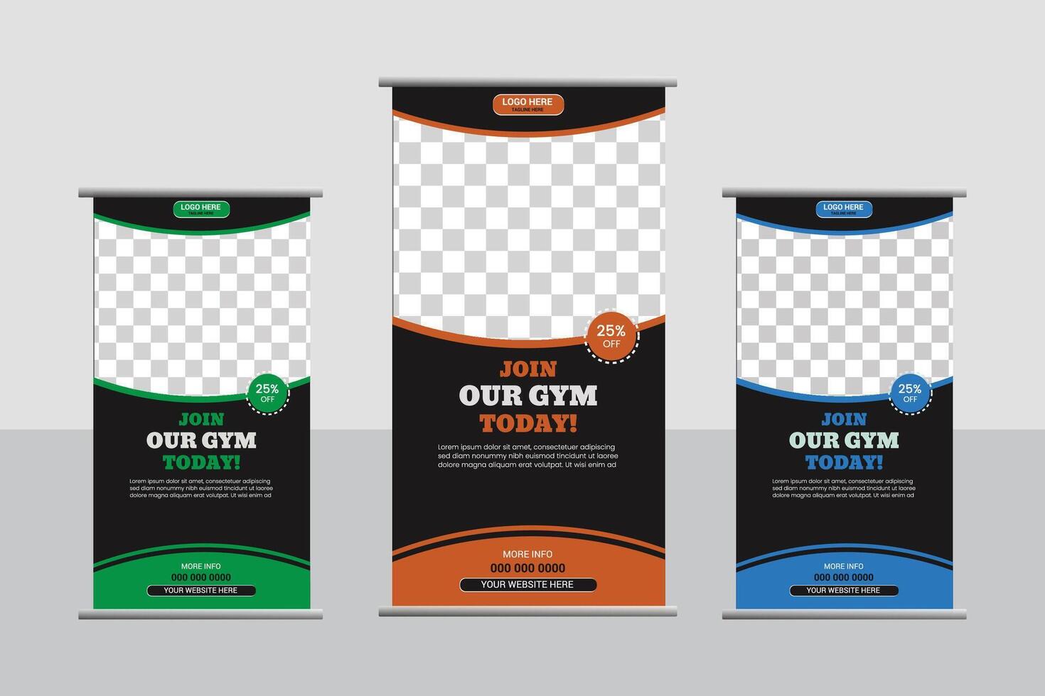 Gym Roll-Up Banner Template for Fitness and Workout Promotion vector