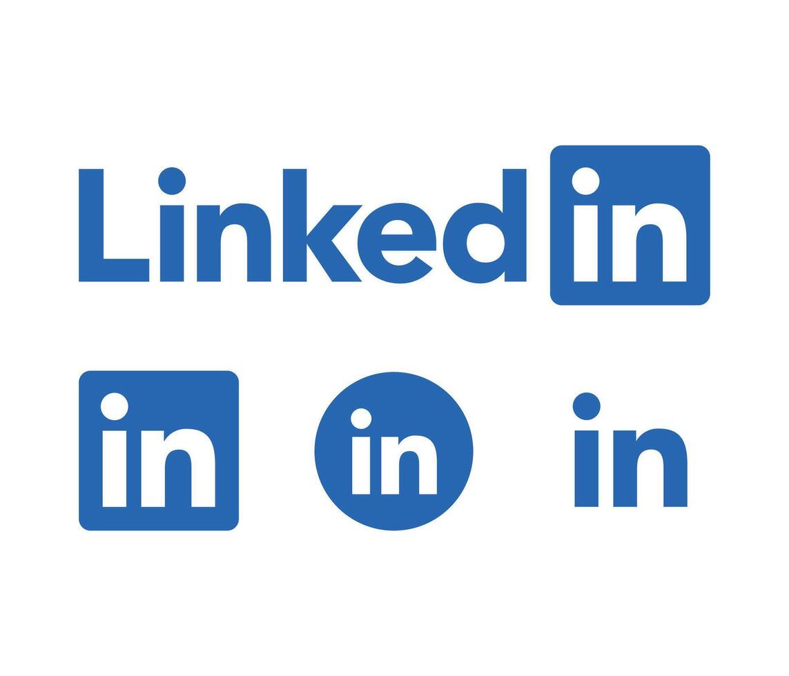 LinkedIn app logo set - editorial social media icon set of popular professional app vector