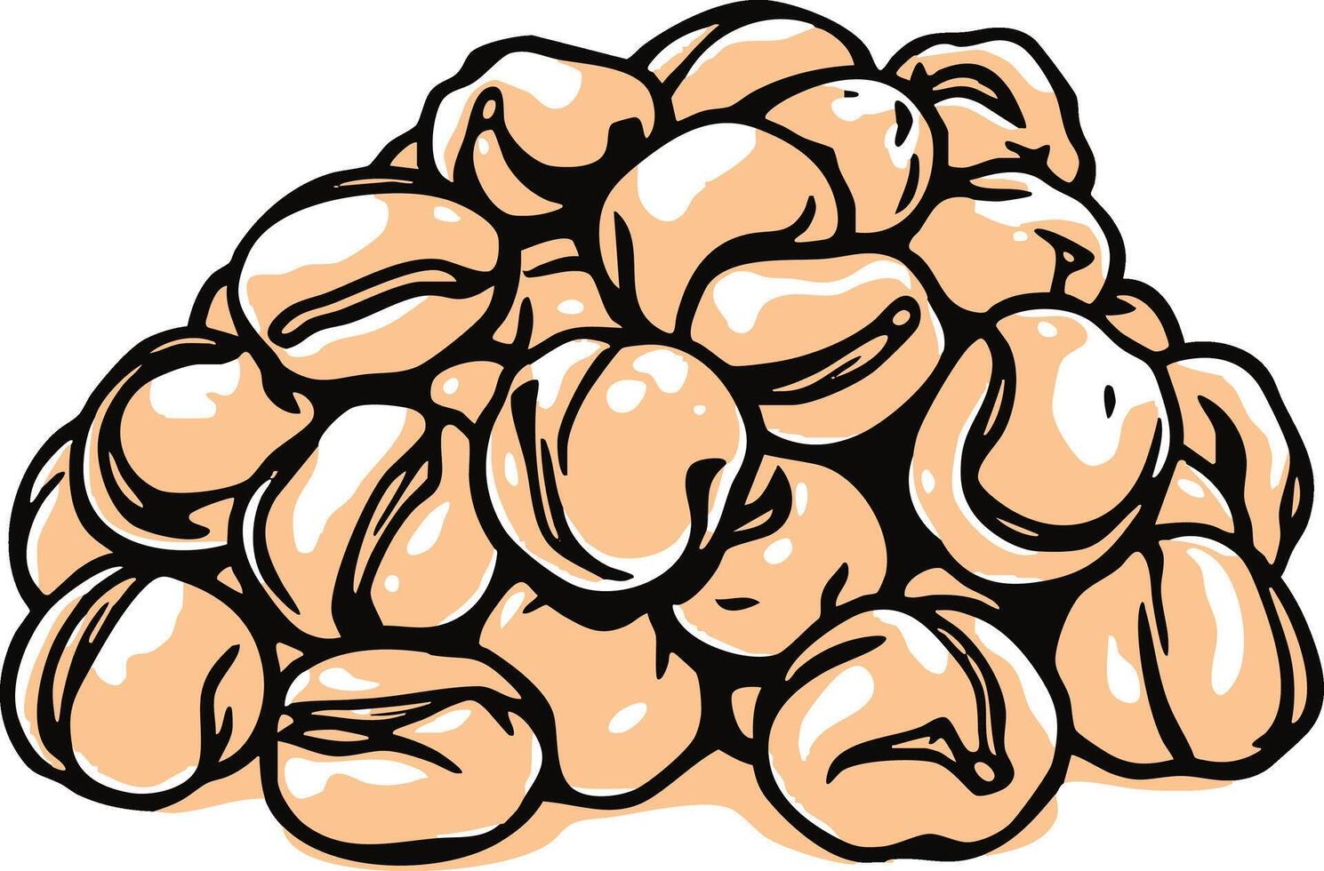Pile Of Shelled Broad Beans With Dark Markings On White Ground Digital Artwork Style Food vector