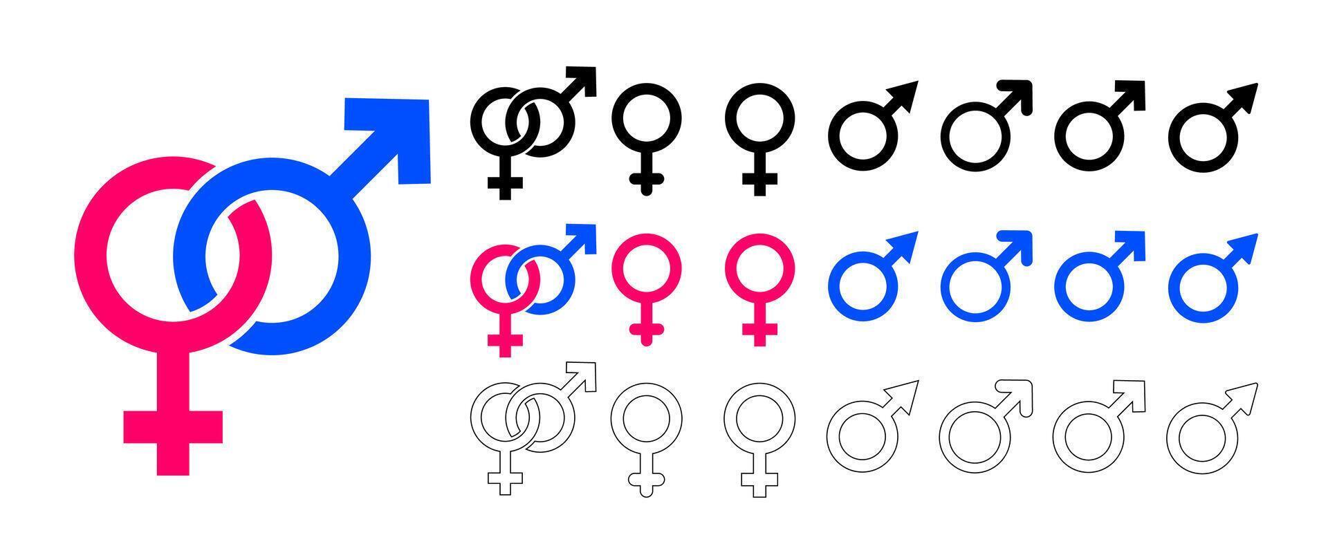 Isolated Genders, Sex, Male and Female icon symbol, Pink, Blue Woman, Man sign on white background, Minimal graphic elements for decoration Editable vector