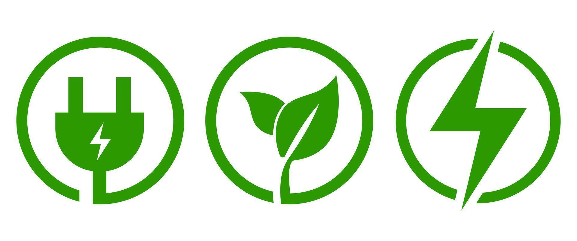 Green Energy symbol set, Eco power icon, Clip art, Clean Energy graphic elements for Application, Website and Business Banner on White background. vector