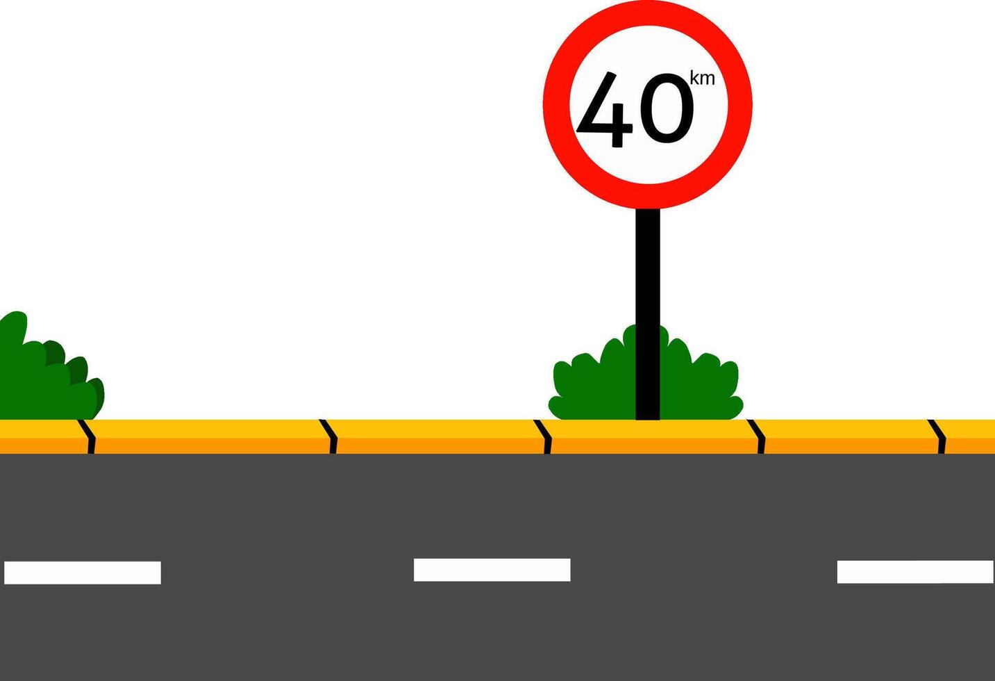 Illustration of Speed Limit 40 km Sign on Urban Road vector