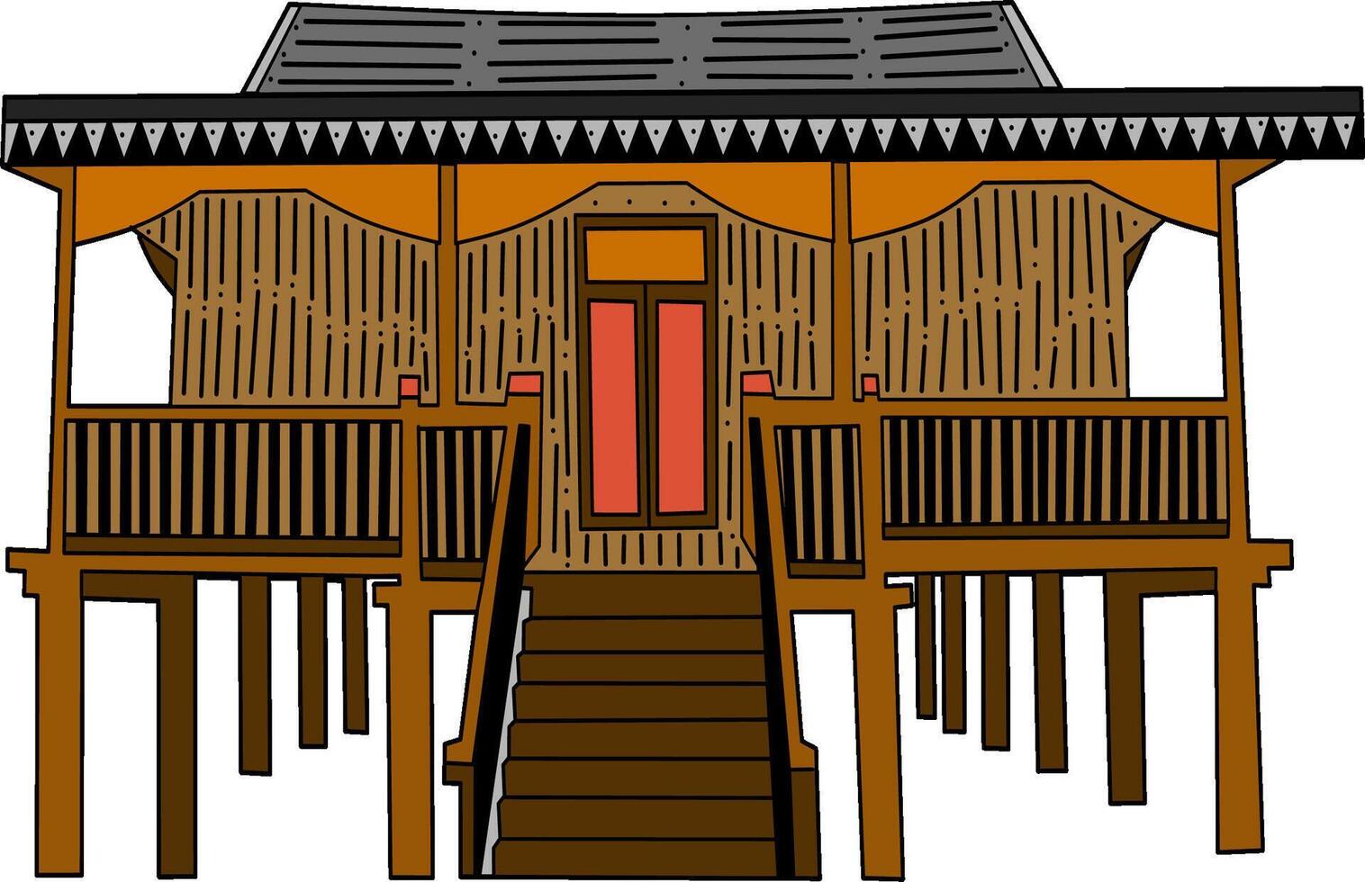 Vecctor illustration of Kajang Lako . Traditional house of Jambi vector