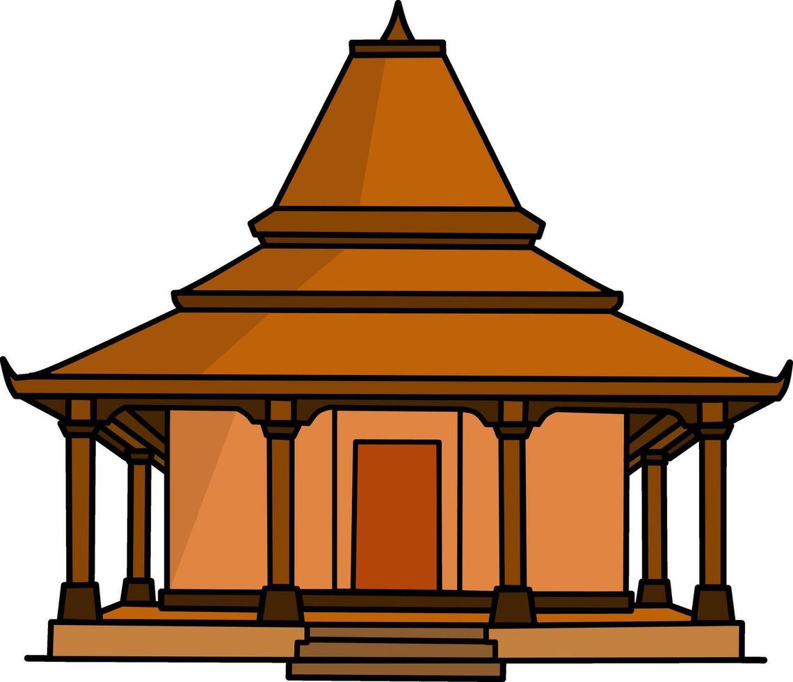 Jawa or javanese traditional house vecctor illustration design template elements, ancient architecture of indonesia, rumah adat joglo vector