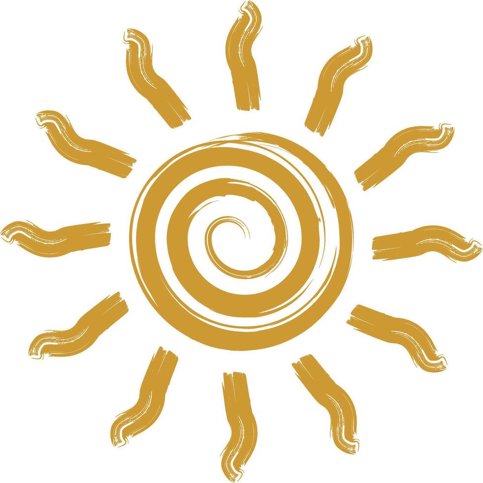 Summer Heat Sun Graphic Grunge Line Design for Branding and Art Projects vector