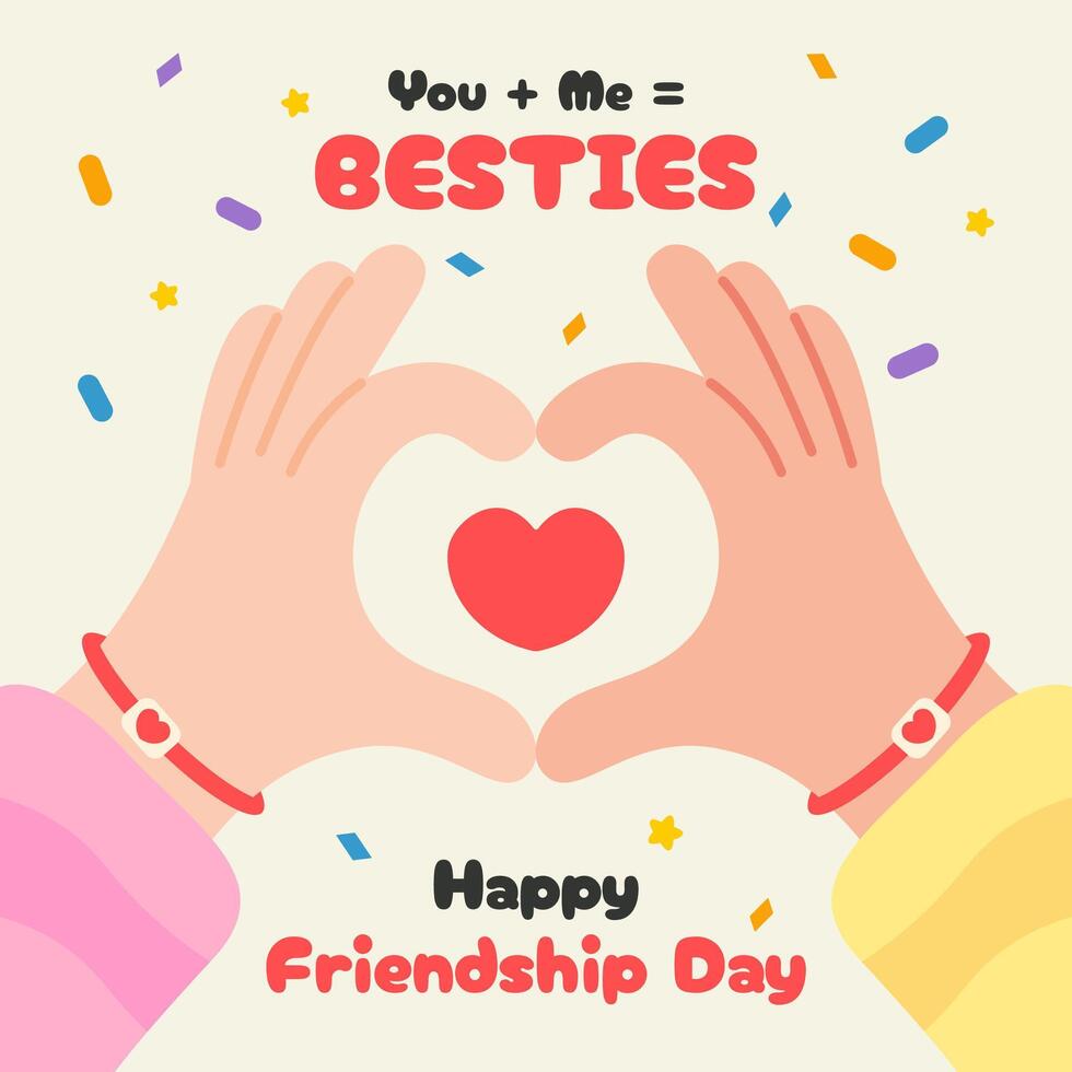 Happy Friendship Day Hands Heart Best Friends Forever Illustration vector