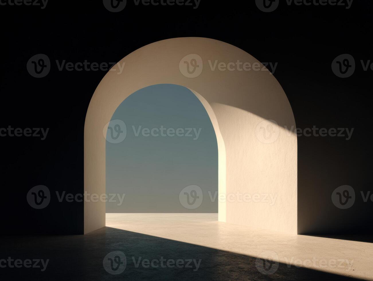 An open archway with light shining through it photo