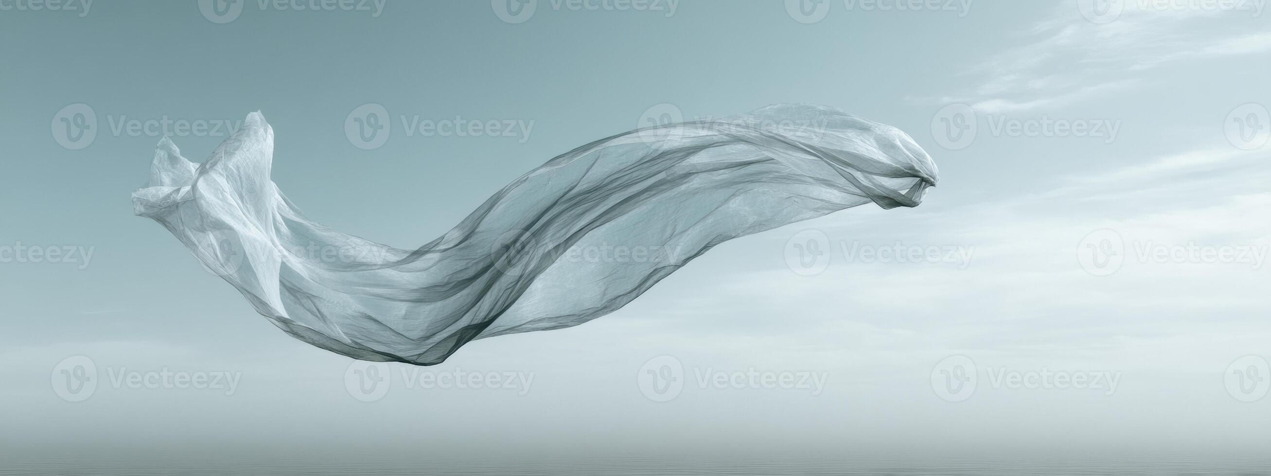 A white cloth floating in the air photo