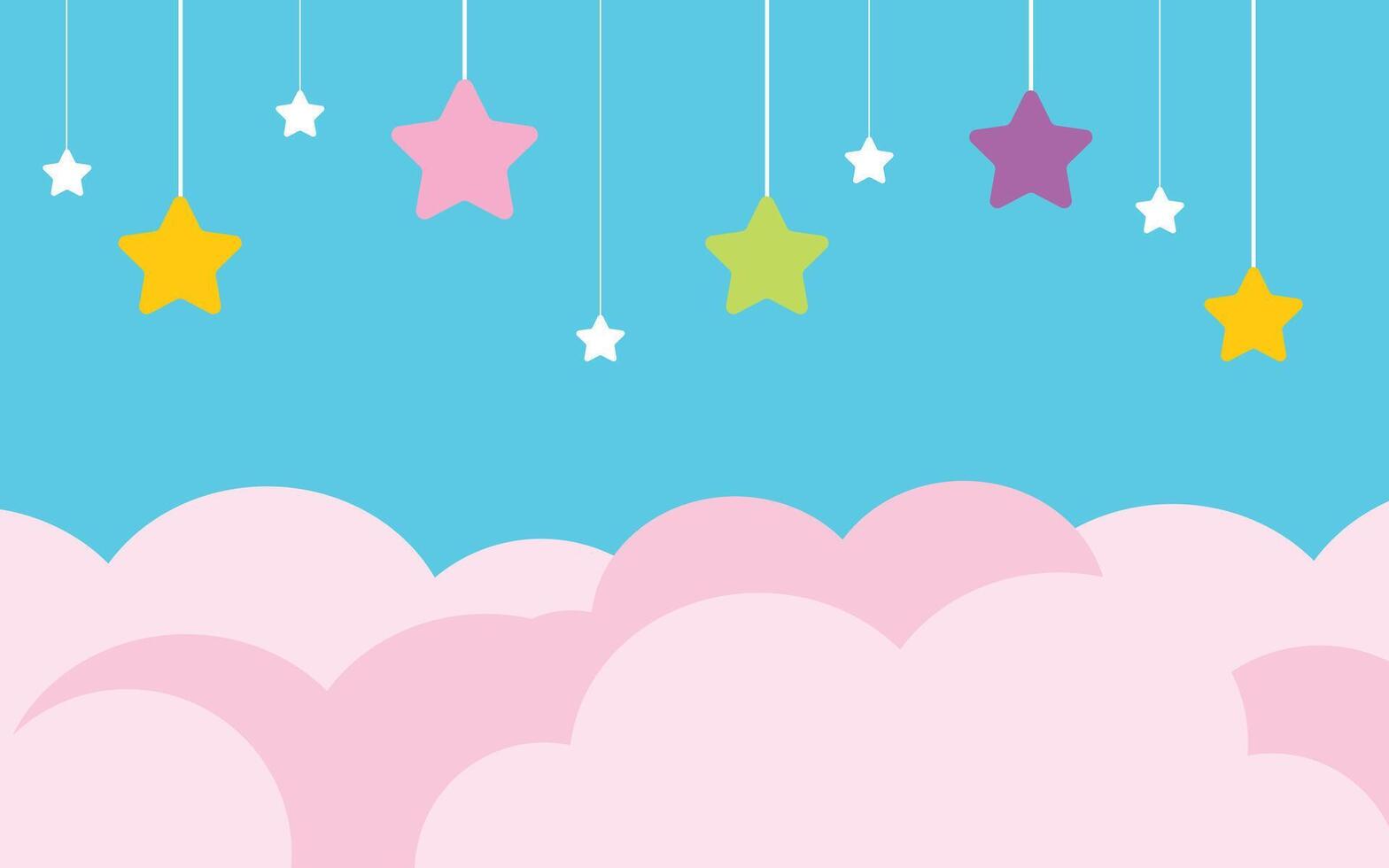 Cloud And Star Simple Design For Kids Background vector